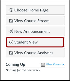 Student view option in course tutor menu. This allows you to act as a student in your course.