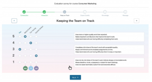 Student interface for providing the feedback showing the criteria and the stages to complete the assessment 