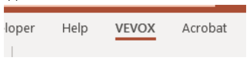 Screen grab of Vevox tab in Microsoft Powerpoint