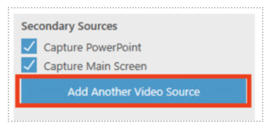 Screen grab os secondary sources: select another media source option in Panopto.