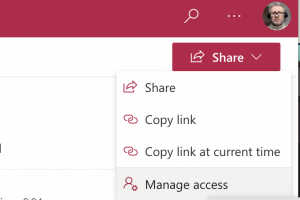 web interface showing button to sharing and manage access