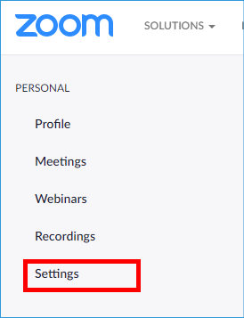 Setting Menu Item in Zoom Web Portal Setting Menu Item in Zoom Web Portal
