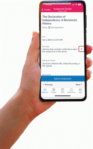 Use the Canvas app on a mobile device, to set reminders for up-coming assignments and other items with due dates.