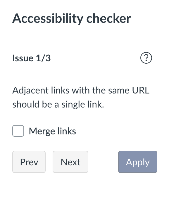 Canvas Accessibility Checker Side Panel highlights any issues with your page