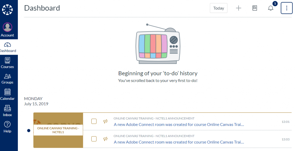 This image displays your Canvas Dashboard in List View